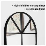 OGCAU Wall Mounted Mirror, Arched Wall Mirror, 24"x42" Arched Window Mirror, Farmhouse Window Mirror with Iron Frame, Mirror Wall Decor for Bedroom, Entryway, Living Room (Black) Wdm Black 24" x 42"