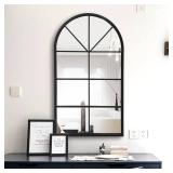 OGCAU Wall Mounted Mirror, Arched Wall Mirror, 24"x42" Arched Window Mirror, Farmhouse Window Mirror with Iron Frame, Mirror Wall Decor for Bedroom, Entryway, Living Room (Black) Wdm Black 24" x 42"