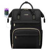 LOVEVOOK Laptop Backpack,15.6 Inch Professional Womens Purse Computer Bag Nurse Teacher Backpack,Waterproof College Work Bags Carry on Travel Back Pack with USB Port,Black