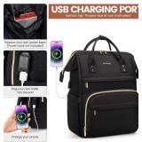 LOVEVOOK Laptop Backpack,15.6 Inch Professional Womens Purse Computer Bag Nurse Teacher Backpack,Waterproof College Work Bags Carry on Travel Back Pack with USB Port,Black