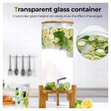 Beverage Dispenser 1.5 Gallon with Spigot Glass Water Dispenser for Parties, Bars, Restaurants (5L with Wood Stand Drink Dispensers