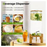 Beverage Dispenser 1.5 Gallon with Spigot Glass Water Dispenser for Parties, Bars, Restaurants (5L with Wood Stand Drink Dispensers