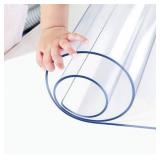 Wadrac Multi Size Thicken Circle Clear Round Plastic Protector Cover Mat Wipeable Vinyl PVC Table Pad Dining Coffee Kitchen Table Pad Wood Furniture Protector Tabletop Cover Easy Clean 54 inch