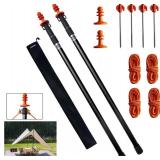 Aluminum Tent Poles Replacement, 3-7.5FT Telescoping Adjustable Camping Tarp Poles Set of 2, Adjustable Tent Poles for Tarp Hammock Rain Fly Sun Shade Beach Shelter Awning Canopy(Black)
