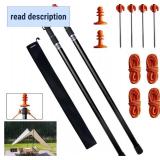 Aluminum Tent Poles Replacement, 3-7.5FT Telescoping Adjustable Camping Tarp Poles Set of 2, Adjustable Tent Poles for Tarp Hammock Rain Fly Sun Shade Beach Shelter Awning Canopy(Black)
