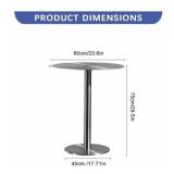 Retails for $170! 23.62*23.62 Stainless Steel Bar Table, Round Counter Height Bistro Pub Table for Indoor/Outdoor - 23.6" Durable Kitchen Breakfast Table with Stable Base & Easy Assembly (Modern Desig