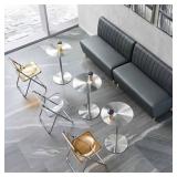 Retails for $170! 23.62*23.62 Stainless Steel Bar Table, Round Counter Height Bistro Pub Table for Indoor/Outdoor - 23.6" Durable Kitchen Breakfast Table with Stable Base & Easy Assembly (Modern Desig