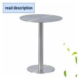 Retails for $170! 23.62*23.62 Stainless Steel Bar Table, Round Counter Height Bistro Pub Table for Indoor/Outdoor - 23.6" Durable Kitchen Breakfast Table with Stable Base & Easy Assembly (Modern Desig