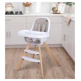 Evolur Zoodle 2 in 1 Convertible Baby High Chair in Light Gray