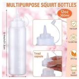 Dandat 48 Pcs Condiment Squeeze Bottles Plastic Squeeze Condiment Bottles Multipurpose Squirt Bottles for Cooking Condiment Dispenser with Lids for BBQ Sauce Ketchup Grilling Syrup Pancake (12 oz)