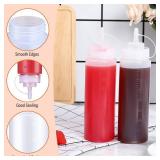 Dandat 48 Pcs Condiment Squeeze Bottles Plastic Squeeze Condiment Bottles Multipurpose Squirt Bottles for Cooking Condiment Dispenser with Lids for BBQ Sauce Ketchup Grilling Syrup Pancake (12 oz)