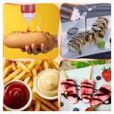 Dandat 48 Pcs Condiment Squeeze Bottles Plastic Squeeze Condiment Bottles Multipurpose Squirt Bottles for Cooking Condiment Dispenser with Lids for BBQ Sauce Ketchup Grilling Syrup Pancake (12 oz)