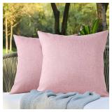 OTOSTAR Set of 2 Outdoor Waterproof Throw Pillow Covers 20x20 Inch Garden Decorative Pillow Covers Square Outdoor Pillowcase Farmhouse Cushion Case Patio Pillows for Couch Tent Sofa Bench Decor (Pink)