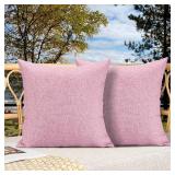 OTOSTAR Set of 2 Outdoor Waterproof Throw Pillow Covers 20x20 Inch Garden Decorative Pillow Covers Square Outdoor Pillowcase Farmhouse Cushion Case Patio Pillows for Couch Tent Sofa Bench Decor (Pink)