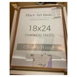 18x24, 1P 18 x 24 Poster Frame, USA-Sourced Natural Cherry Wood Picture Frame with Tempered Glass, Handcrafted Rounded Corner 18x24 Wooden Frame Matted to 16x20 Photos, Horizontal or Vertical Wall Mou