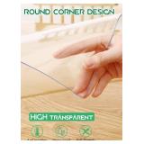 2Pcs Clear Table Protector 12X24 Inch Vinyl Table Cover Wood Furniture Screen Protection Plastic Tablecloths Coffee Table Protetcor Cover Mat Cabinet Kitchen Countertop Pad Crystal Protector