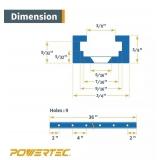 POWERTEC 71119 36 Inch Double-Cut Profile Universal T-Track with Predrilled Moun
