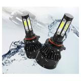 2 Pcs Set 4-Sides LED Headlight Bulb 9005 HB3 High Low Single Beam 6500K