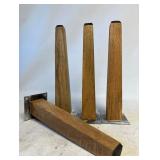 4 WOOD THEMED TABLE LEGS - NON SCRATCH BOTTOMS 14.5” x 4” x 4” - easy mounting bracket