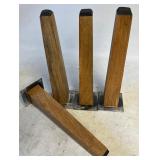 4 WOOD THEMED TABLE LEGS - NON SCRATCH BOTTOMS 14.5” x 4” x 4” - easy mounting bracket