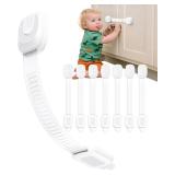 8 Pack Cabinet Locks Baby Proofing, Baby Proof Safety Locks for Childproofing Drawers and Cupboards, Adhesive Latches for Toddler Proofing, No Drill, Easy Install, Secure Closure, White - Retail: $28