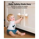 8 Pack Cabinet Locks Baby Proofing, Baby Proof Safety Locks for Childproofing Drawers and Cupboards, Adhesive Latches for Toddler Proofing, No Drill, Easy Install, Secure Closure, White - Retail: $28