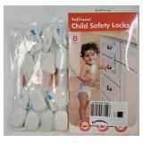 8 Pack Cabinet Locks Baby Proofing, Baby Proof Safety Locks for Childproofing Drawers and Cupboards, Adhesive Latches for Toddler Proofing, No Drill, Easy Install, Secure Closure, White - Retail: $28