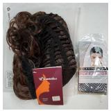 Women Short Brown Curly Wig with Bangs Shoulder Length Naturel Halloween Bob Hair Wigs for Women Daily Party Use