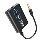 Bluetooth 5.3 Transmitter Receiver for TV to Wireless Headphones, Dual Link AptX Adaptive/Low Latency/HD Audio, Aux Adapter for Home Stereo, Airplane, Boat, Gym
