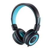 Kids Headphones K11 Foldable Stereo Tangle-Free 5ft Long Cord 3.5mm Jack Plug in Wired On-Ear Headset for iPad/Amazon Kindle, Fire/Boys/Girls/School/Laptop/Travel/Plane/Tablet (Black)