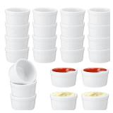24 pcs Mini Ramekins, Ramekin, Ceramic Creme Brulee Ramekins, White Custard Cups, Small Dipping Bowls for Kitchen Serving Sauce Condiments, Baking Bakeware - Retail: $22