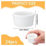 24 pcs Mini Ramekins, Ramekin, Ceramic Creme Brulee Ramekins, White Custard Cups, Small Dipping Bowls for Kitchen Serving Sauce Condiments, Baking Bakeware - Retail: $22