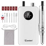 Nail Drill Professional 35000RPM, Cordless Electric Nail File Drills para UÃ±as, Portable Rechargeable E File 7 Bits Manicure Pedicure Kit for Acrylic Nails Gel Remover Salon Home Tools, White - Ret