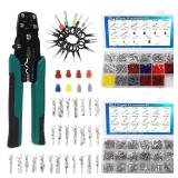 812Pcs Pin Connector Kit with Crimping Pliers - Terminal Pin 1/1.5/1.8/2/2.2/2.3/2.8/3.5mm Non-Insulated Plug Removal Male & Female Wire Pins - Automotive Car Electrical - Retail: $30