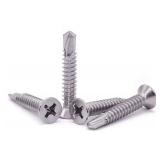 #10 x 1-1/4 Flat Phillips Drive Head Self Drilling Screws for Metal, 410 Stainless Steel Sheet Metal Tek Screws, Countersunk Head, Quick Self Tappers for Indoor Outdoor, 50 pcs"