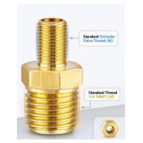 Brass Air Inflator Adapter, 1/4 NPT (M) to Standard Schrader Valve (M), Tire Inflator Connector for Auto Portable Air Compressor/Pump, Air Hose, Air Chuck (2 Packs) - Retail: $6"