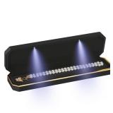 Luxury LED Necklace Long Chain Gift Box with LED Light, Velvet Jewelry Box Storage Case Organizer Holder (Black) - Retail: $10