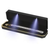 Luxury LED Necklace Long Chain Gift Box with LED Light, Velvet Jewelry Box Storage Case Organizer Holder (Black) - Retail: $10