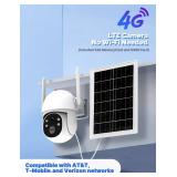 4G LTE Cellular Solar Security Camera, Lifetime Free Unlimited Data 2K Wireless Outdoor Surveillance, Color Night Vision, AI PIR Motion Sensor Detection, Built-in VSIM Card, 32GB Storage - Retail: $17