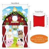 Farm Animals Toss Game with 3 Nylon Bean Bags, Indoor and Outdoor Farm Animals Party Game for Kids and Adults, Farmer Theme Birthday Party Decorations and Supplies