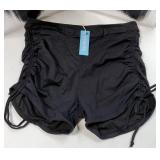Women Swim Shorts High Waisted Swimsuit Shorts Tummy Control Bathing Suit Bottom Plus Size Boy shorts Black M
