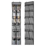 Over The Door Shoe Organizer 2 Pack,Mesh Pockets Hanging Shoe Rack Over The Door,Shoe Storage Closet with 4 Hooks,Washable and Breathable Fabric,Large Size 57.5Ã12.6inch(Grey)
