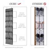 Over The Door Shoe Organizer 2 Pack,Mesh Pockets Hanging Shoe Rack Over The Door,Shoe Storage Closet with 4 Hooks,Washable and Breathable Fabric,Large Size 57.5Ã12.6inch(Grey)