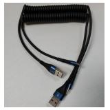 USB C Cable 3ft 2Pack Coiled USB A to USB C Charge Cord for Car, USB-C Charging Cable Compatible with iPhone 17/16/15/Plus/Pro/Pro Max/Samsung Galaxy S20 S10 S9 S8 Plus Note 10 and Other USB C Devices