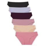 6 Pack Womenâs Seamless Hipster Underwear No Show Panties Invisibles Briefs Soft Stretch Bikini Underwears(XS) - Retail: $16
