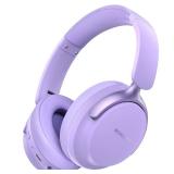 Bluetooth Headphones Over Ear, 6 EQ Music Modes and 50H Playtime Deep Bass Wireless Headphones with Mic, Lightweight Folding HiFi Stereo Headset for iPad/Travel/Tablet/PC/Home Purple