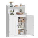 39.4-Inch Tall Storage Cabinet, Floor Cabinet with 2 Doors, 2 Adjustable Shelves, Freestanding, for Bathroom, Kitchen, Living Room, Cloud White UBBC770W01 - Retail: $78