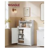 39.4-Inch Tall Storage Cabinet, Floor Cabinet with 2 Doors, 2 Adjustable Shelves, Freestanding, for Bathroom, Kitchen, Living Room, Cloud White UBBC770W01 - Retail: $78