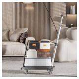 Hand Truck Portable Dolly Luggage Cart, Folding 4 Wheels Collapsible Duty Dolly with 2 Elastic Ropes, Car Seat Travel Cart Luggage Roller Cart for Airport, Moving, Shopping, Office Use, Black - Retail