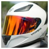 Full Face Motorcycle Helmet for Unisex-Adults DOT Approved WS-609 Motorbike Street Bike Racing Helmets with Visor(Gloss White, L) - Retail: $71
